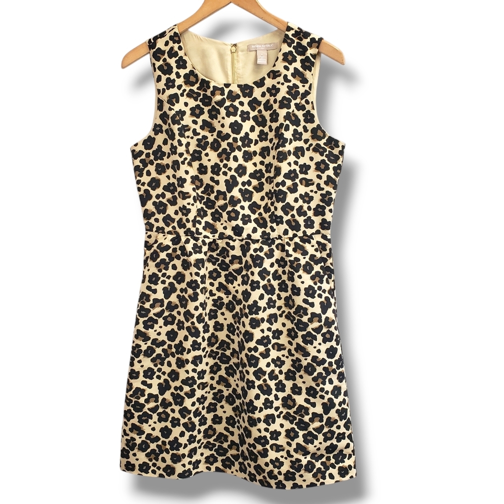 Banana Republic Tan and Brown Leopard Print Above Knee Dress Size 8